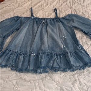 light denim off the shoulder top